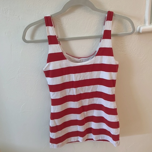 Banana Republic Red and White Striped Tank Top with Shelf Bra Size XS - Picture 3 of 3